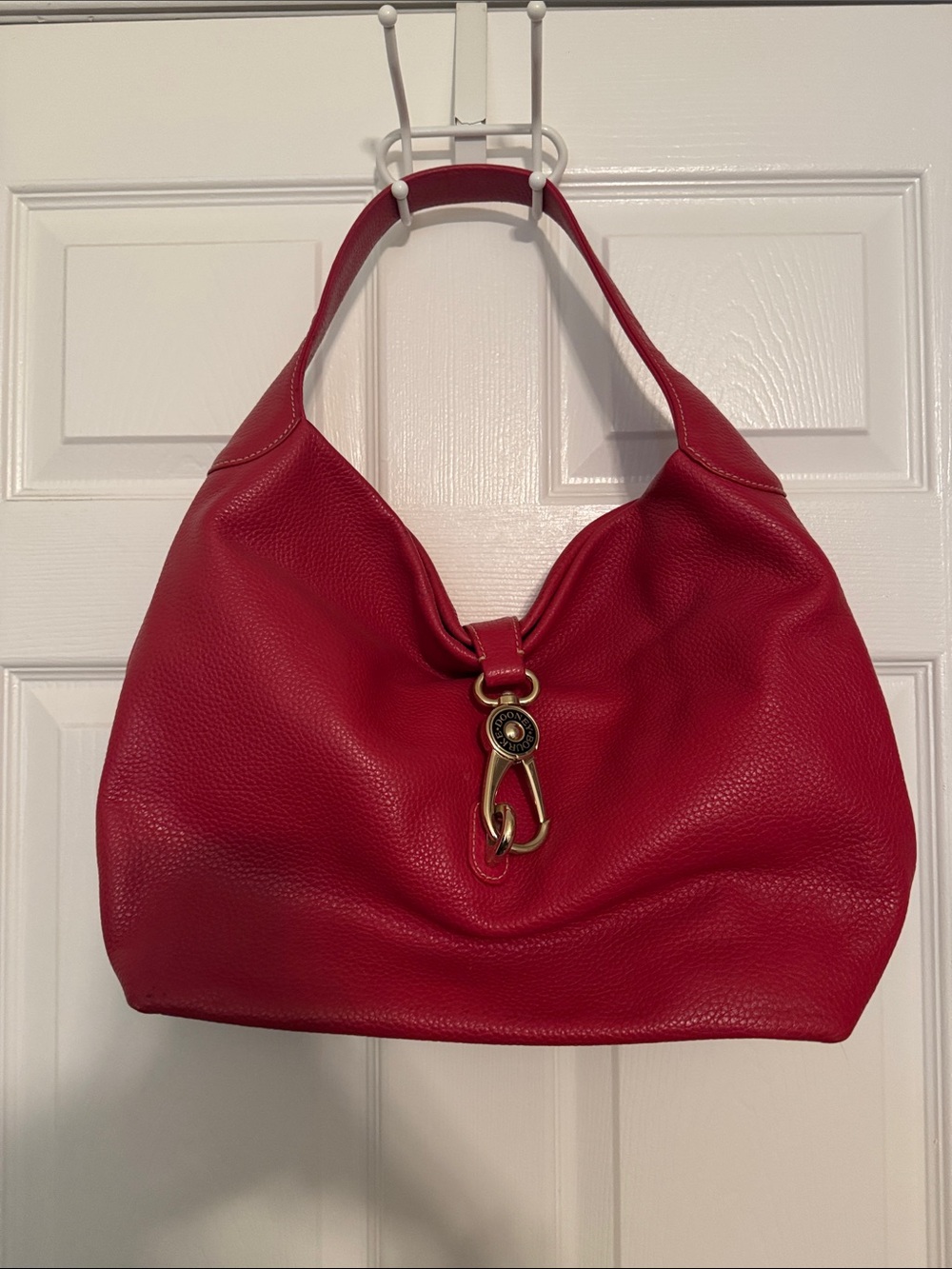 Dooney & Bourke Red Pebbled Leather Shoulder Hobo
